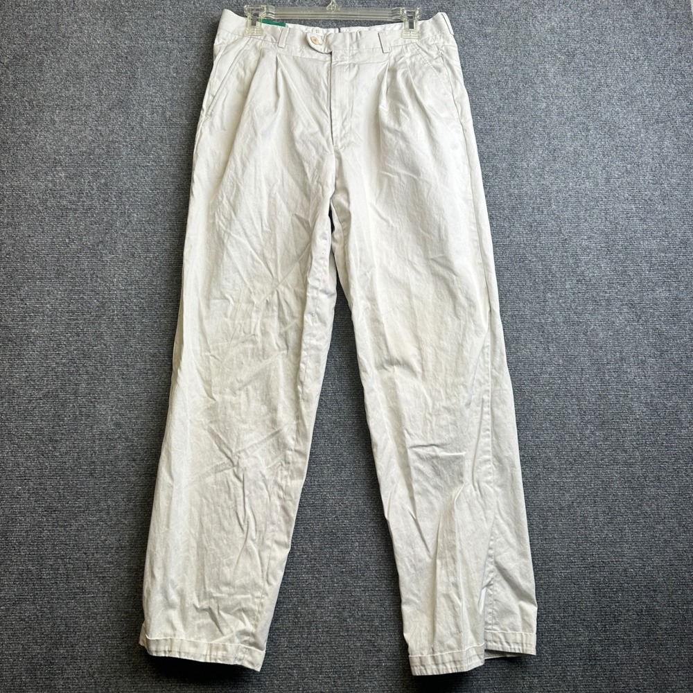 Bobby Jones Pleated Chino Pants Mens 30 White Hickey Freeman Golf Trousers